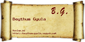 Beythum Gyula névjegykártya